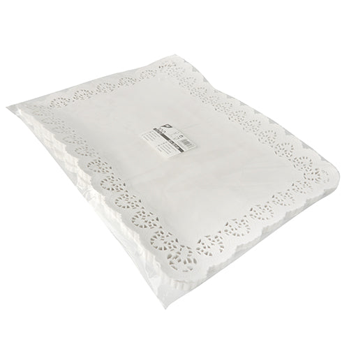 100 Spitzenpapiere eckig 53 cm x 32,5 cm weiss