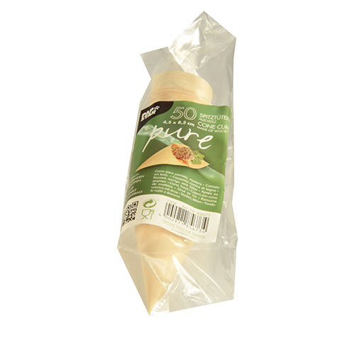 50 Fingerfood - Spitztüten, Holz "pure" Ø 4,5 cm · 8,5 cm