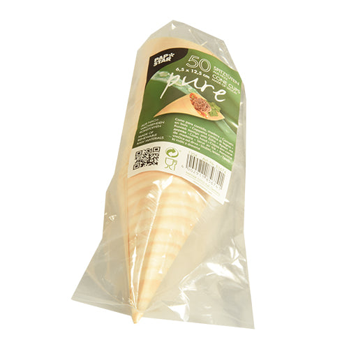 50 Fingerfood - Spitztüten, Holz "pure" Ø 6,5 cm · 12,5 cm