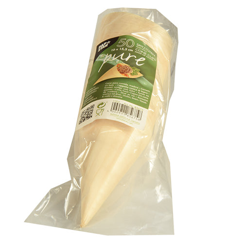 50 Fingerfood - Spitztüten, Holz "pure" Ø 8 cm · 15,5 cm