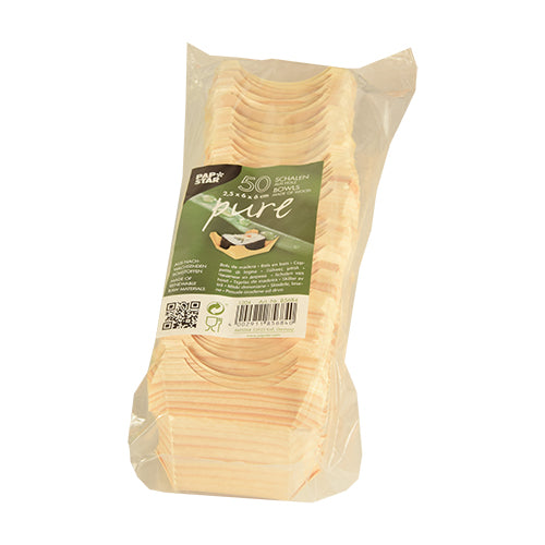 50 Fingerfood - Schalen, Holz "pure" eckig 2,5 cm x 6 cm x 6 cm