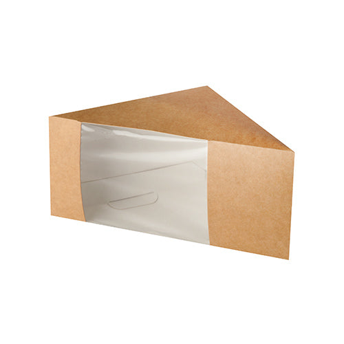 50 Sandwichboxen, Pappe mit Sichtfenster aus PLA 12,3 cm x 12,3 cm x 8,2 cm braun