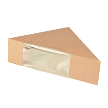 Lade das Bild in den Galerie-Viewer, 50 Sandwichboxen, Pappe mit Sichtfenster aus PLA 12,3 cm x 12,3 cm x 5,2 cm braun
