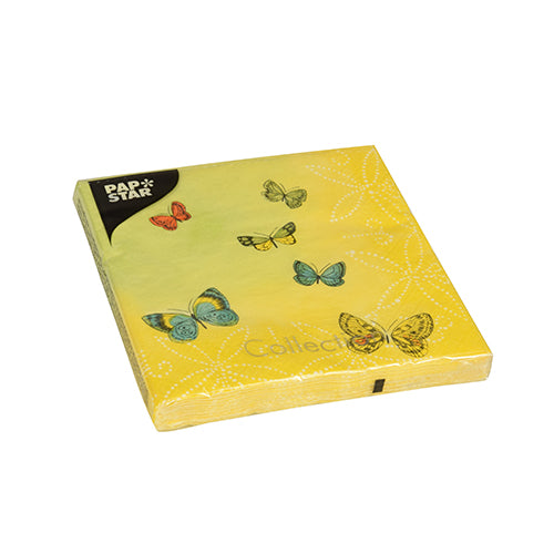 20 Servietten, 3-lagig 1/4-Falz 33 cm x 33 cm "Papillons"