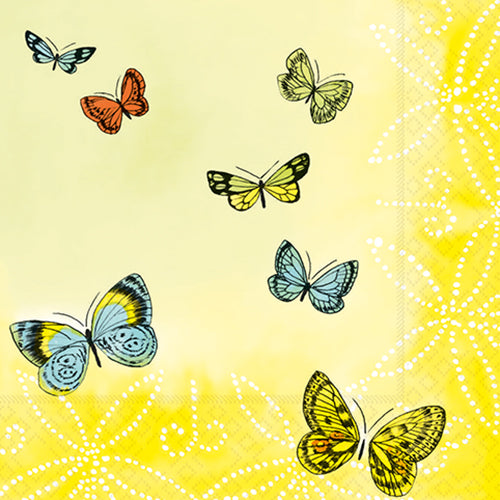 20 Servietten, 3-lagig 1/4-Falz 33 cm x 33 cm "Papillons"