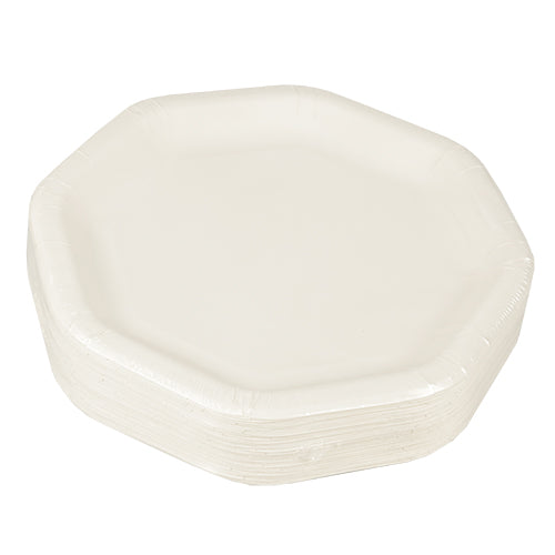 50 Teller, Pappe "pure" 8-eckig 23,5 cm x 23,5 cm weiss