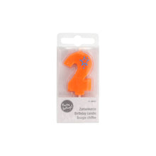 Lade das Bild in den Galerie-Viewer, Zahlenkerze, Mini 6,8 cm orange &quot;2&quot;
