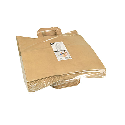 50 Tragetaschen, Papier 27 cm x 32 cm x 17 cm braun mit Tragegriff