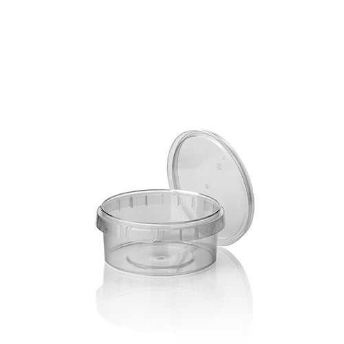 36 Feinkostbecher, PP 240 ml Ø 9,5 cm · 5,6 cm transparent mit Originalitätsverschluss