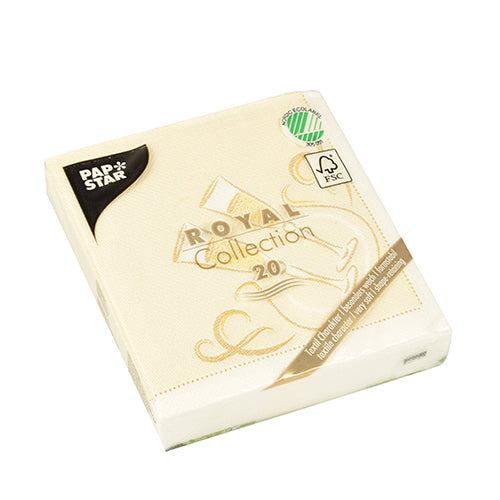 20 Servietten "ROYAL Collection" 1/4-Falz 25 cm x 25 cm gold "Festive Moments"