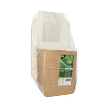 Lade das Bild in den Galerie-Viewer, 25 Feinkostboxen, Pappe mit Sichtfenster aus PLA eckig 750 ml 14 cm x 14 cm x 5 cm braun
