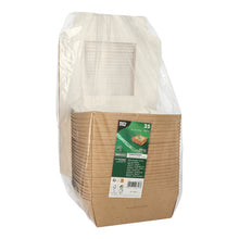 Lade das Bild in den Galerie-Viewer, 25 Feinkostboxen, Pappe mit Sichtfenster aus PLA eckig 1000 ml 16 cm x 16 cm x 5 cm braun
