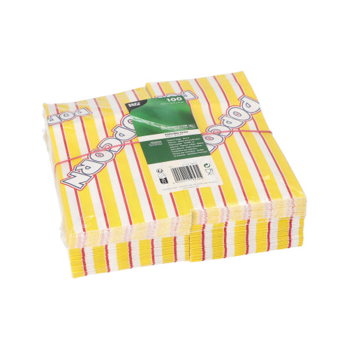 100 Popcorn Tüten, Pergament-Ersatz 1,3 l 20,5 cm x 10,5 cm x 6 cm "Popcorn" fettdicht