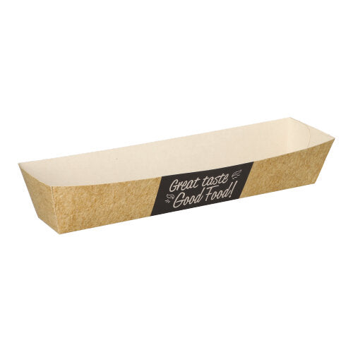 50 Snacktrays, Pappe "pure" 3,5 cm x 3,3 cm x 18,5 cm "Good Food"