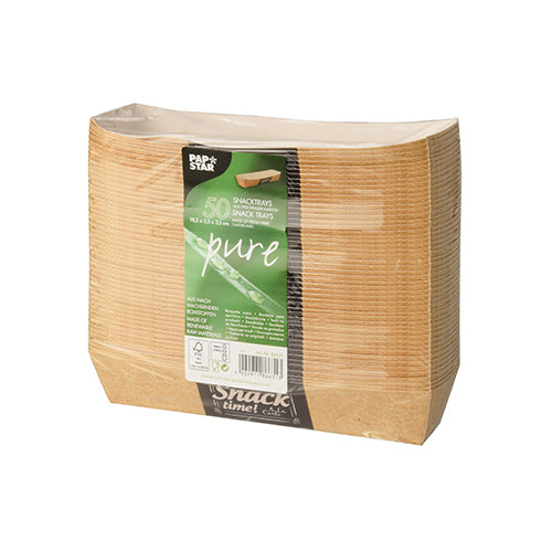 50 Snacktrays, Pappe "pure" 3,5 cm x 3,3 cm x 18,5 cm "Good Food"