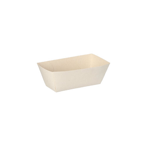 50 Saucentrays, Pappe "pure" 3,5 cm x 3 cm x 7 cm weiss "Good Food"