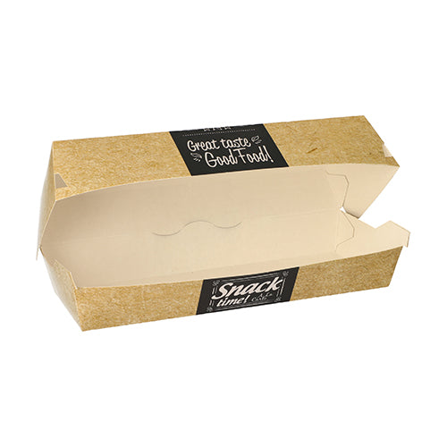 50 Baguetteboxen, Pappe "pure" 6,5 cm x 7,5 cm x 21 cm "Good Food"