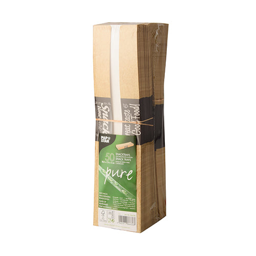 50 Snacktrays, Pappe "pure" 3 cm x 7,5 cm x 28,5 cm "Good Food"