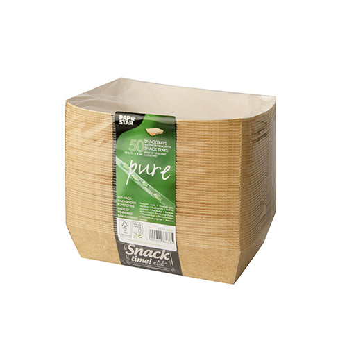 50 Snacktrays, Pappe "pure" 4 cm x 11 cm x 16 cm "Good Food"