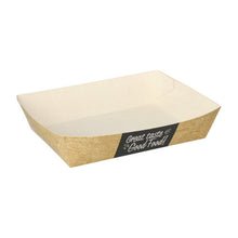 Lade das Bild in den Galerie-Viewer, 50 Snacktrays, Pappe &quot;pure&quot; 4 cm x 11 cm x 16 cm &quot;Good Food&quot;

