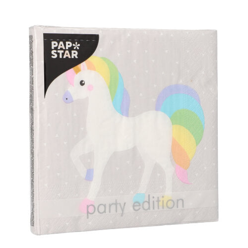 20 Servietten, 3-lagig 1/4-Falz 33 cm x 33 cm "Unicorn"