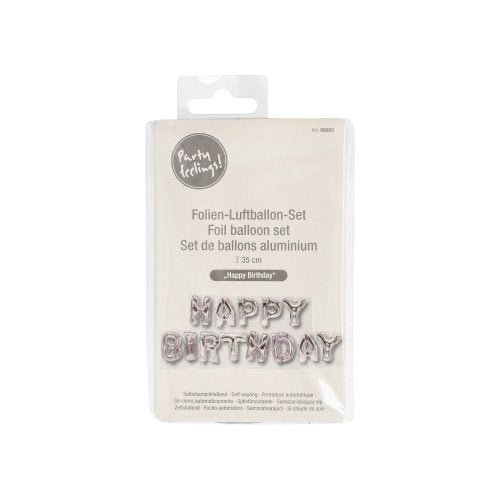 Folienluftballon-Set silber "Happy Birthday"