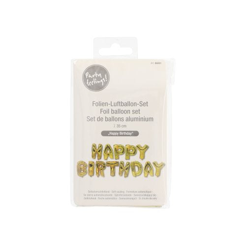 Folienluftballon-Set gold "Happy Birthday"