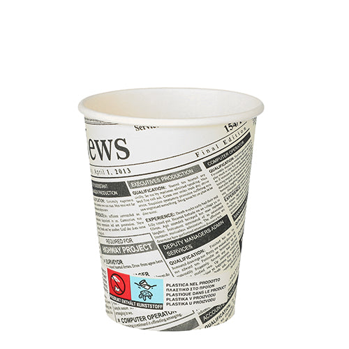 50 Trinkbecher, Pappe "To Go" 0,2 l Ø 8 cm · 9,2 cm "Newsprint"