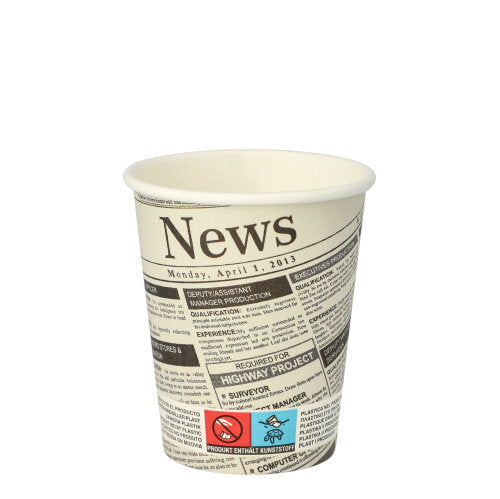 50 Trinkbecher, Pappe "To Go" 0,2 l Ø 8 cm · 9,2 cm "Newsprint"