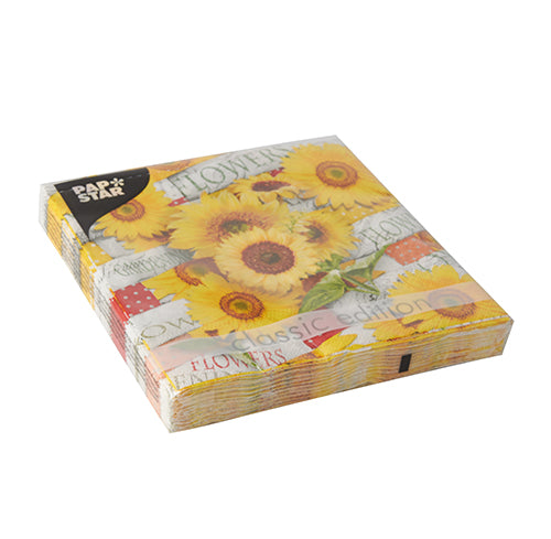 20 Servietten, 3-lagig 1/4-Falz 33 cm x 33 cm "Sunflower Field"