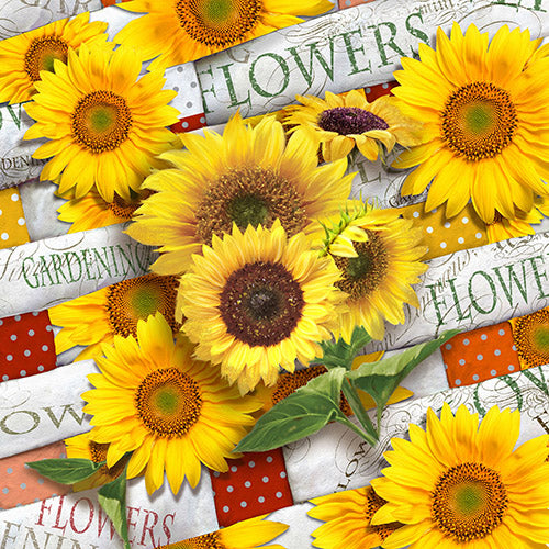 20 Servietten, 3-lagig 1/4-Falz 33 cm x 33 cm "Sunflower Field"