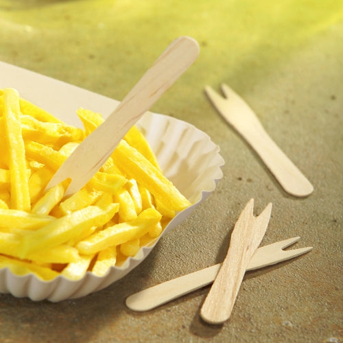 50 Pommes-Frites-Gabeln, Holz "pure" 8,5 cm