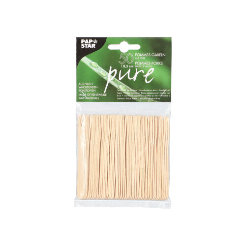 50 Pommes-Frites-Gabeln, Holz "pure" 8,5 cm