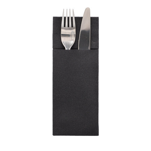 480 Bestecktaschen, Airlaid 40 cm x 33 cm schwarz mit Besteckfalz