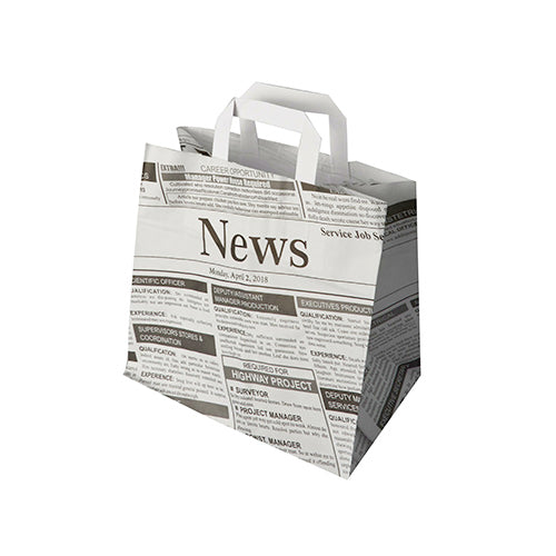 50 Tragetaschen, Papier 25 cm x 26 cm x 17 cm "Newsprint" mit Tragegriff