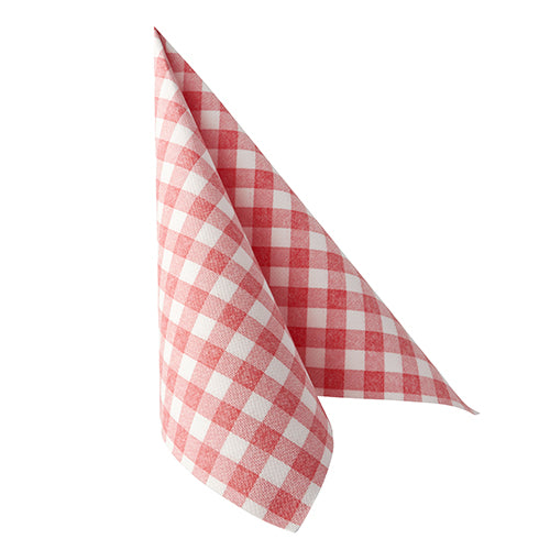50 Servietten "ROYAL Collection" 1/4-Falz 40 cm x 40 cm rot "Vichy Karo"