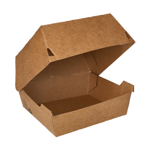 80 Burgerboxen, Pappe 7,8 cm x 11,5 cm x 11 cm braun "100% Fair" groß
