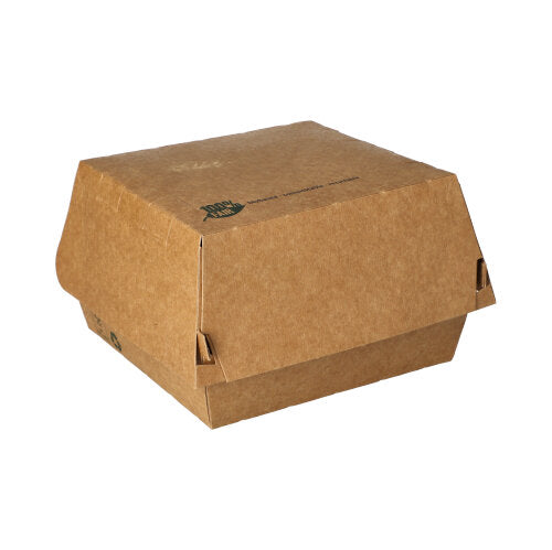 80 Burgerboxen, Pappe 7,8 cm x 11,5 cm x 11 cm braun "100% Fair" groß
