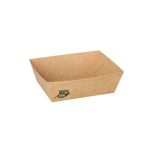 80 Snacktrays, Pappe "pure" 3,5 cm x 7 cm x 9 cm braun "100% Fair" klein