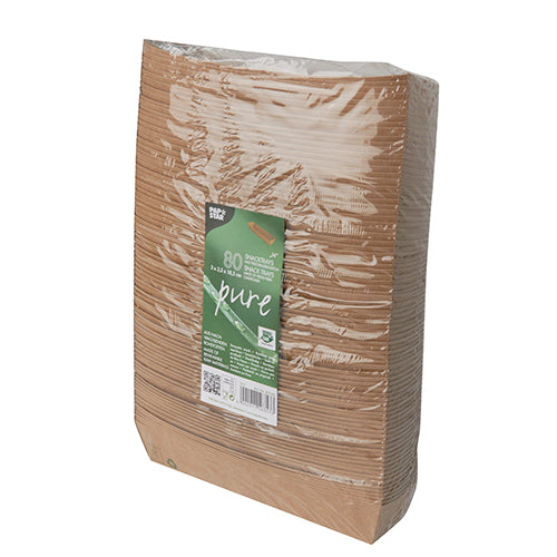 80 Snacktrays, Pappe "pure" 3,5 cm x 3,3 cm x 18,5 cm braun "100% Fair"