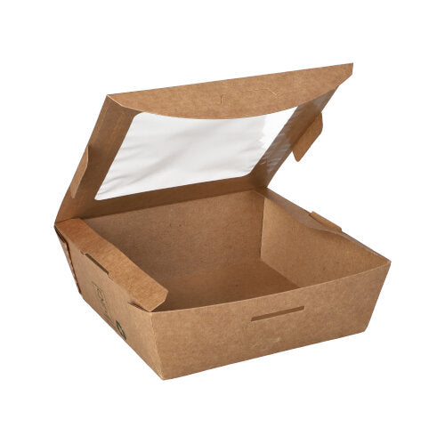 40 Feinkostboxen Pappe "pure" eckig 650 ml 4,5 cm x 12 cm x 12 cm braun "100% Fair"