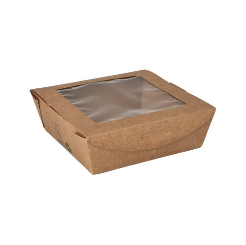 40 Feinkostboxen Pappe "pure" eckig 650 ml 4,5 cm x 12 cm x 12 cm braun "100% Fair"