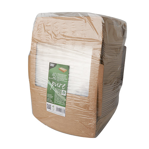 40 Feinkostboxen Pappe "pure" eckig 1000 ml 4,5 cm x 18 cm x 13,5 cm braun "100% Fair"