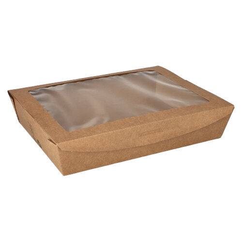 40 Feinkostboxen Pappe "pure" eckig 1500 ml 4,5 cm x 21 cm x 16 cm braun "100% Fair"