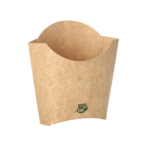 80 Pommes-Frites-Schütte, Pappe "pure" 11,2 cm x 8,4 cm x 5,2 cm braun "100% Fair" klein