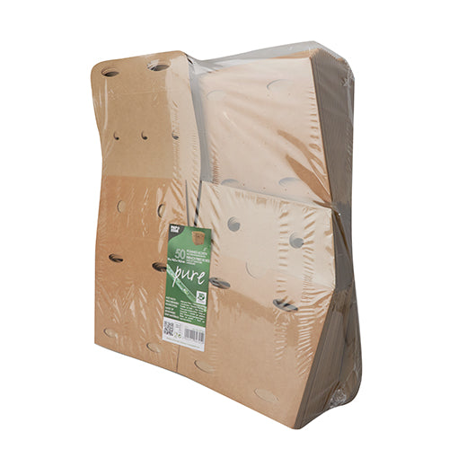 50 Pommes-Frites-Boxen, Pappe "pure" 14 cm x 14,5 cm x 14,5 cm braun "100% Fair" groß