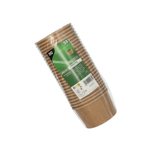 25 Suppenbecher, Pappe rund 230 ml Ø 9,8 cm · 6 cm braun