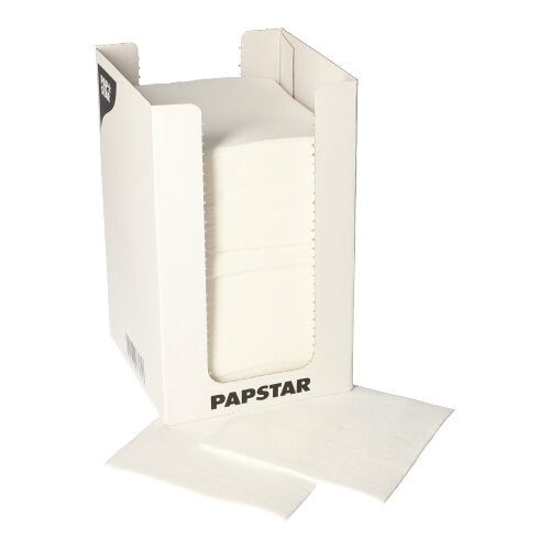 100 Servietten, 2-lagig "PUNTO" 1/4-Falz 20 cm x 20 cm weiss in Spenderbox