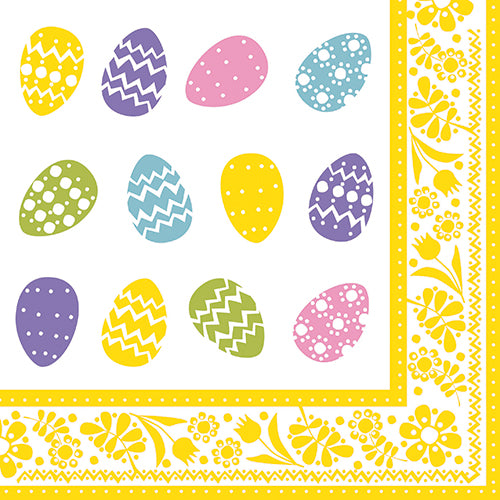 50 Servietten, 3-lagig 1/4-Falz 40 cm x 40 cm "Coloured Eggs"