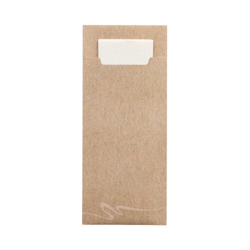 520 Bestecktaschen 20 cm x 8,5 cm natur inkl. weißer Serviette